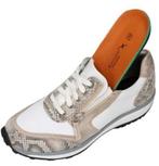 Xsensible Sneaker Leer Wit Slangenprint Rits Veters Mt 40, Wit, Ophalen of Verzenden, Sneakers of Gympen, Zo goed als nieuw