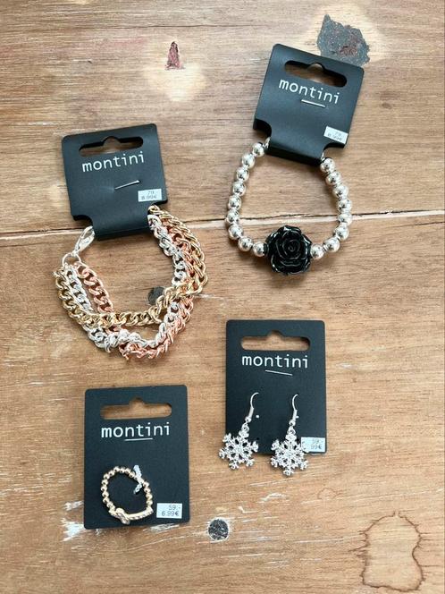 Montini 2 armbanden + ring + oorbellen, One Size, Sieraden, Tassen en Uiterlijk, Armbanden, Nieuw, Overige materialen, Zilver
