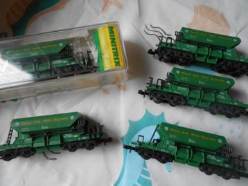 Minitrix 13843 5x Kies / Grintwagons van de SBB, fa. Will AG beschikbaar voor biedingen