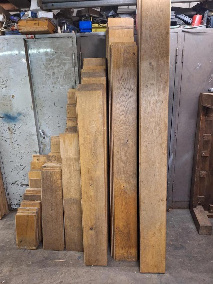 eiken vloer 33 m2  massief 21 mm dik, Doe-het-zelf en Verbouw, Vloerdelen en Plavuizen, Gebruikt, Vloerdelen of -planken, Hout