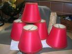 5 x lampenkapje met klemmetje rood met smal galonband, Ophalen of Verzenden