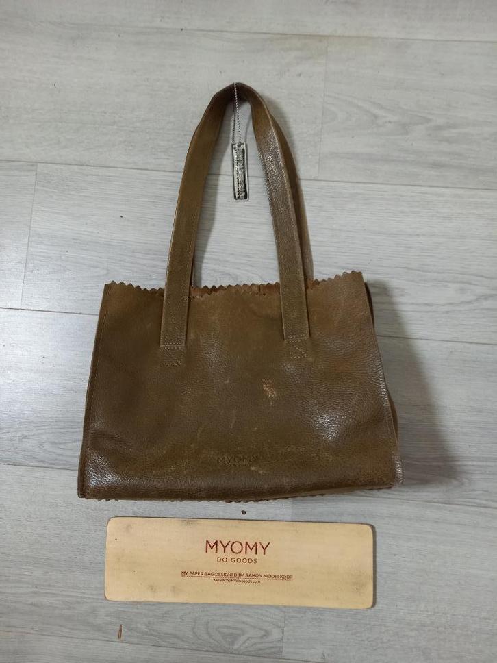 Groene Myomy Paper Bag / Paperbag, Sieraden, Tassen en Uiterlijk, Tassen | Damestassen, Gebruikt, Overige typen, Groen, Ophalen of Verzenden