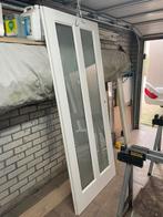 Rechtsdraaiende opdekdeur 201x 83cm, Gebruikt, Deurkozijn, 150 tot 225 cm, Inclusief glas