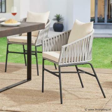 Online Veiling: 2 Tuinstoelen met touwgaas - Lichtgrijs -... beschikbaar voor biedingen