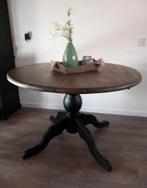 Uitschuifbare eettafel met 4 kuipstoelen, leatherlook., Ophalen, Gebruikt, 100 tot 150 cm, Rond