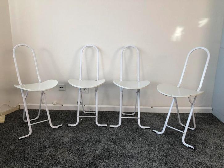 4x Vintage design stoelen Dafne Gastone Rinaldi, Huis en Inrichting, Stoelen, Zo goed als nieuw, Metaal, Wit, Ophalen
