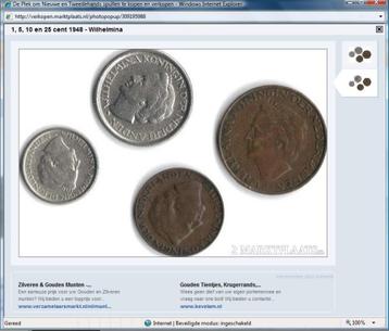 Wilhelmina 1948, 1 cent, 5 cent, 10cent, 25cent beschikbaar voor biedingen