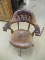 Oer 11645 ANTIEKE draaibare bureaustoel met leer bekleed, Antiek en Kunst, Ophalen