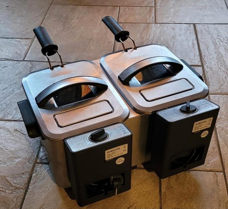 Inventum Duo Friteuse, Witgoed en Apparatuur, Frituurpannen, Gebruikt, 2 tot 3 liter, Duo-friteuse, Uitneembare binnenpan, Ophalen of Verzenden