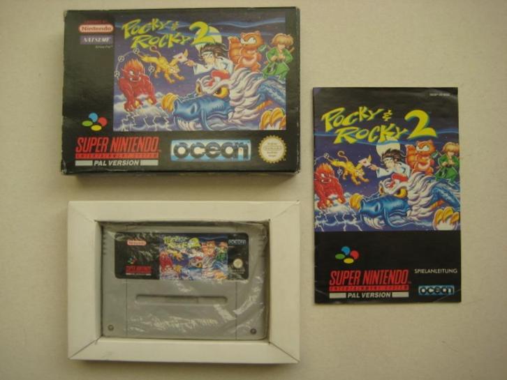 Pocky and Rocky 1 of 2 SNES Super Nintendo NES (1 = €180), Spelcomputers en Games, Games | Nintendo Super NES, Zo goed als nieuw