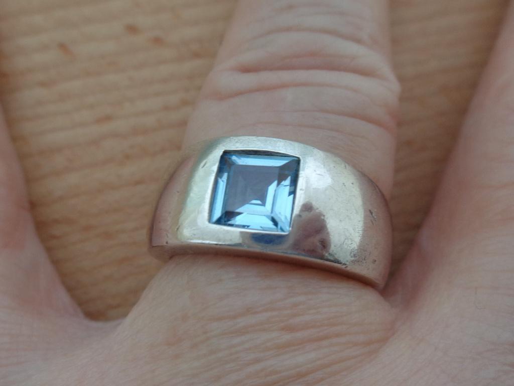 zilveren ring MEXX met blauwe steen [402], Sieraden, Tassen en Uiterlijk, Ringen, Ophalen of Verzenden, Zo goed als nieuw, 17 tot 18