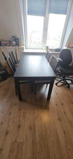 Uitschuifbare eettafel (Laneberg) + 4 stoelen (Ekedalen), Ophalen, Gebruikt, 200 cm of meer, 50 tot 100 cm