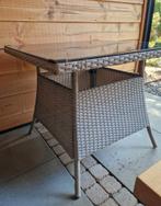 Tuintafel met glasplaat, Ophalen, Gebruikt, Kunststof, Bijzettafel