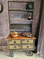 Industriële kast op wielen met lades en planken, Met plank(en), Gebruikt, 100 tot 150 cm, Industrieel