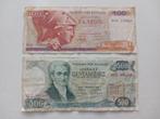 2 Griekse Drachma biljetten - 100 & 500 Drachma, Ophalen of Verzenden, Overige landen, Setje
