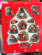 Vintage Mini Houten Kerst Ornamenten Set, Ophalen of Verzenden
