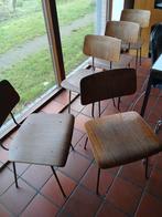 5x GISPEN EETKAMERSTOELEN MOD 1262, Huis en Inrichting, Ophalen, Gebruikt, Bruin, Vintage zestiger jaren