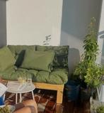 2x loungebank (ZGAN) olijfgroen hout, Tuin en Terras, Ophalen, Zo goed als nieuw, Hout