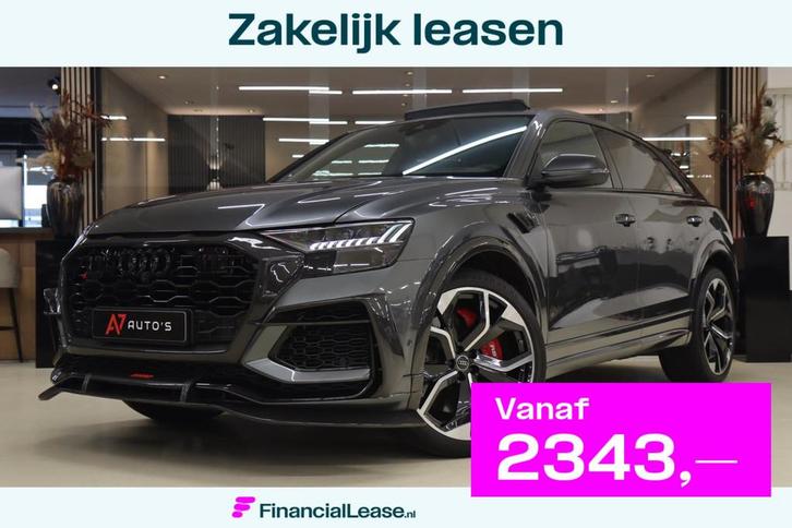 Audi Q8 4.0 TFSI RS Q8 quattro 600PK/PANO/HUD/CARPLAY/360CAM, Auto's, Audi, Bedrijf, Lease, Financial lease, Q8, 360° camera, Achteruitrijcamera