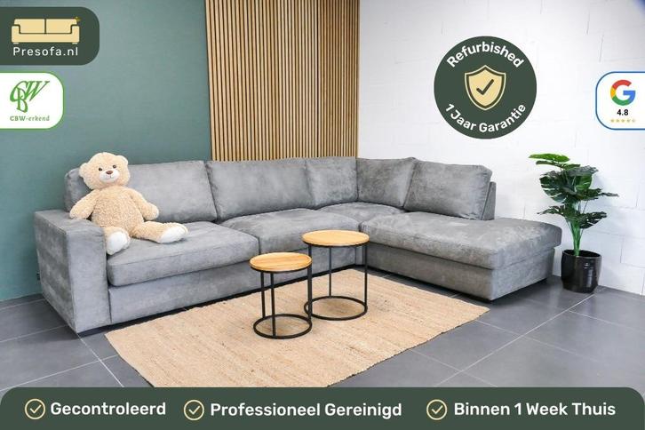Landelijke Hoekbank Microvezel Grijs Urban Sofa Refurbished, Huis en Inrichting, Banken | Bankstellen, Zo goed als nieuw, Hoekbank