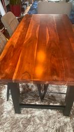 Eethoek hoog boomstam tafel 4 stoelen, 100 tot 150 cm, Zo goed als nieuw, Vier personen, Rechthoekig