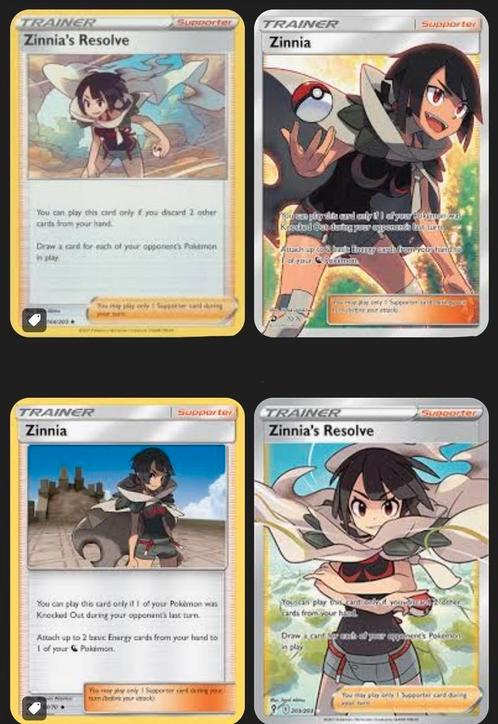 GEZOCHT pokemon kaarten met Zinnia, Hobby en Vrije tijd, Verzamelkaartspellen | Pokémon, Zo goed als nieuw, Meerdere kaarten, Foil