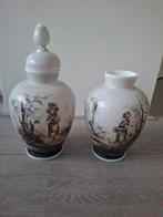 2 x antiek glas vazen Hoog 29 en Hoog 20 cm, Antiek en Kunst, Ophalen
