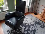 Zwart leren relaxstoel, Huis en Inrichting, Fauteuils, Ophalen, Zo goed als nieuw, Minder dan 75 cm, 50 tot 75 cm