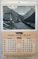 Vita Levensverzekering, kalender uit 1933!, Ophalen of Verzenden, Gebruikt, Reclamebord