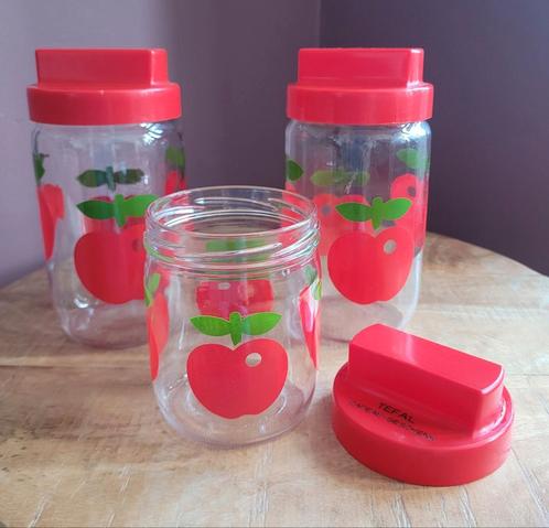 3 x Vintage glazen voorraadpot met appel afbeelding ,jr.70, Verzamelen, Retro, Huis en Inrichting, Ophalen of Verzenden