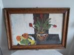Schilderij Stilleven Bloemen en Fruit, Antiek en Kunst, Ophalen of Verzenden