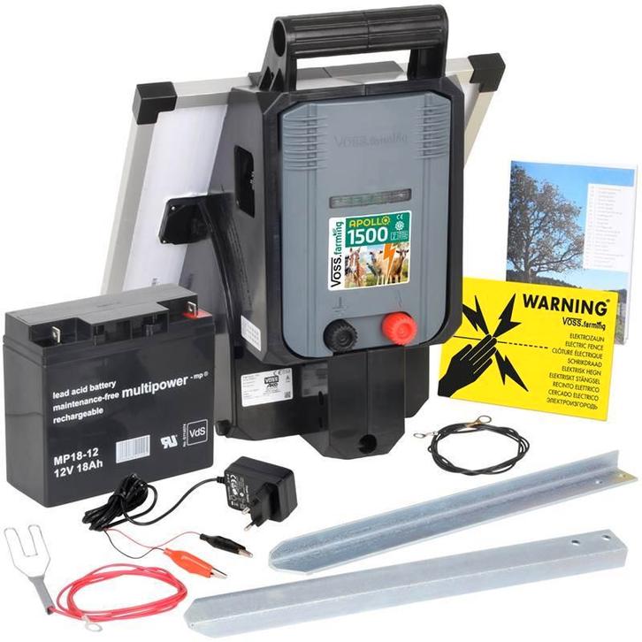 VOSS.farming "Apollo 1500" Solar 12V schrikdraadapparaat set, Dieren en Toebehoren, Stalling en Weidegang, Toebehoren