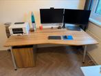Artifort bureau bruin met ruime ladekast, Ophalen, In hoogte verstelbaar, Gebruikt, Bureau