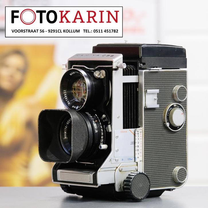 Mamiya C33 Prof. + 80mm en 65mm | analoog| Foto Karin Kollum, Audio, Tv en Foto, Fotocamera's Analoog, Gebruikt, Spiegelreflex