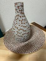 Glasmozaïek Bord/Vaas - Bruin/Taupe, Ophalen, Gebruikt, Overige kleuren, Glas