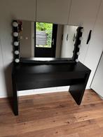 Malm kaptafel met spiegel en ikea ledsjo verlichting, Huis en Inrichting, Tafels | Kaptafels, Ophalen, Gebruikt, 100 tot 150 cm