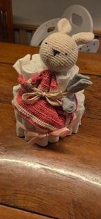Luiertaart met handgemaakt knuffeldoekje, Ophalen of Verzenden, Nieuw, Kraamcadeau
