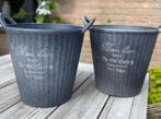 2x Kunststof Plantenpotten met Tekst - 4 Liter, Kunststof, Minder dan 30 cm, Minder dan 60 cm, Ophalen of Verzenden
