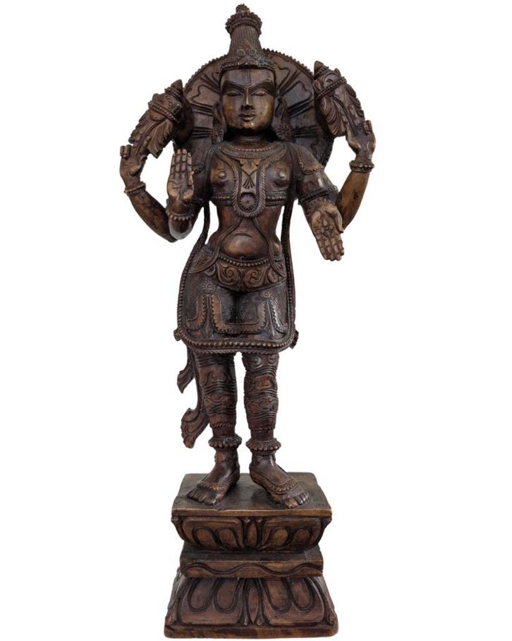 Antiek houten beeld van Mohini (Vishnu) – Zuid-India, Huis en Inrichting, Woonaccessoires | Boeddhabeelden, Gebruikt, Ophalen of Verzenden