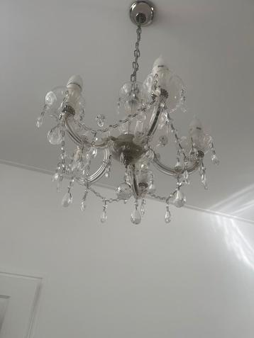 Kroonluchter van glas 5 arms zilver beschikbaar voor biedingen