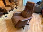 Relaxfauteuil met leder bruin, Ophalen of Verzenden, Zo goed als nieuw, 75 tot 100 cm, 50 tot 75 cm