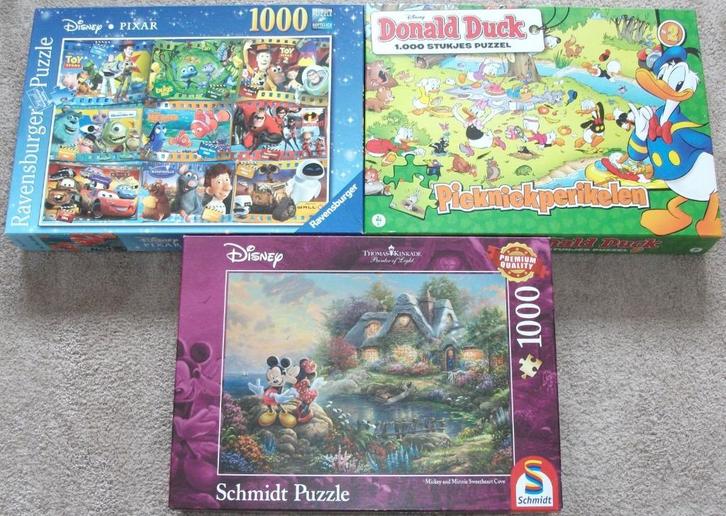 Diverse *** PUZZELS DISNEY *** 3 stuks, Hobby en Vrije tijd, Denksport en Puzzels, Zo goed als nieuw, Legpuzzel, 500 t/m 1500 stukjes