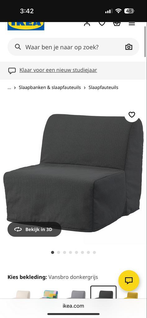 LYCKSELE HÅVET Slaapfauteuil - Donkergrijs, Huis en Inrichting, Fauteuils, Gebruikt, Stof, 75 tot 100 cm, Ophalen