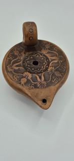 Vintage Olie Lampje Keramiek  bruin, Ophalen of Verzenden, Koper of Brons