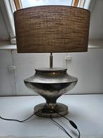 Grote geborsteld stalen lamp met ovale kap., Huis en Inrichting, Gebruikt, Ophalen of Verzenden, 50 cm of meer, Overige kleuren