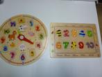 Set van Hape cijferpuzzel en klokpuzzel hout kinderpuzzel, Ophalen of Verzenden, Zo goed als nieuw, 2 tot 4 jaar, Van hout
