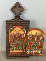 251111  Oud Afrikaans handbeschilderde icoon uit Ethiopie, Antiek en Kunst, Ophalen of Verzenden