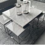 Salontafel marmer, nieuw in doos, wit met zilver grijs, Ophalen, 50 tot 100 cm, Vierkant, Nieuw