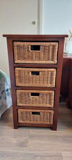 Koloniaal kastje met rieten lades, Huis en Inrichting, Kasten | Ladekasten, Ophalen, Minder dan 50 cm, Gebruikt, Overige materialen