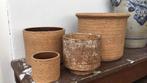 Set terra cotta bloempotten,vintage,retro,curiosa, Tuin en Terras, Bloempotten, Rond, Binnen, Ophalen of Verzenden, Zo goed als nieuw